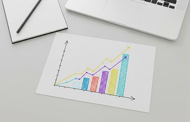 GEN AI Technology and traces of digital activity Notebook with business ideas, calculator, food wrapper next to it start-up, training, exam preparation, learning new knowledge, accountant 