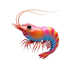 Rainbow shrimp rendered illustration set against a sleek black background for design