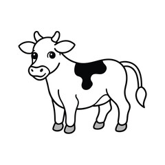 cartoon baby cow line drawing outline vector