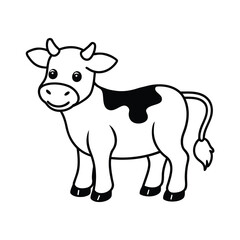 cartoon baby cow line drawing outline vector