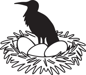bird in nest silhouette