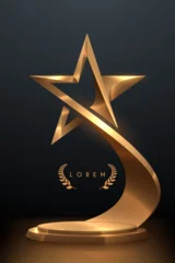 Fototapete Rund Award trophy with gold star shape © d1sk