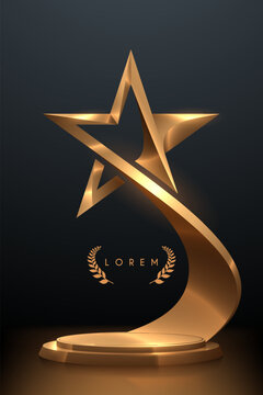 Award trophy with gold star shape