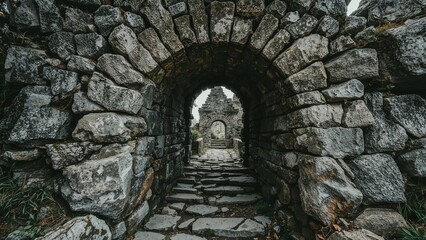 Obraz premium Mysterious portal through ancient rocky archway