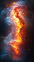 Obraz premium Colorful cosmic nebula flows with fiery orange and blue hues in a vast starry sky