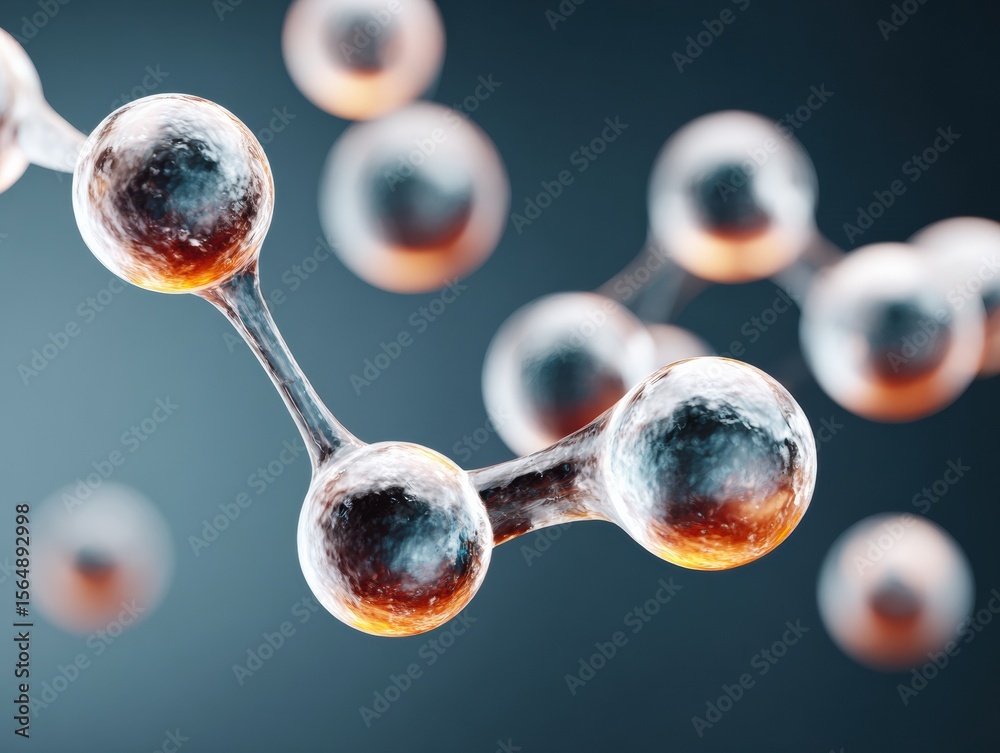 Leinwandbilder Quantum molecular structure with interconnected spheres in dynamic digital network design, symbolizing AI innovation and scientific growth in tech and analytics