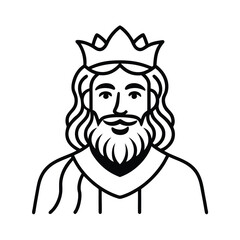 elegant bearded king outline drawing vector