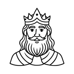 elegant bearded king outline drawing vector