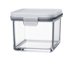 A stylish, square acrylic measuring bowl with a clip-on lid, suitable for displaying candies on a home office desk.