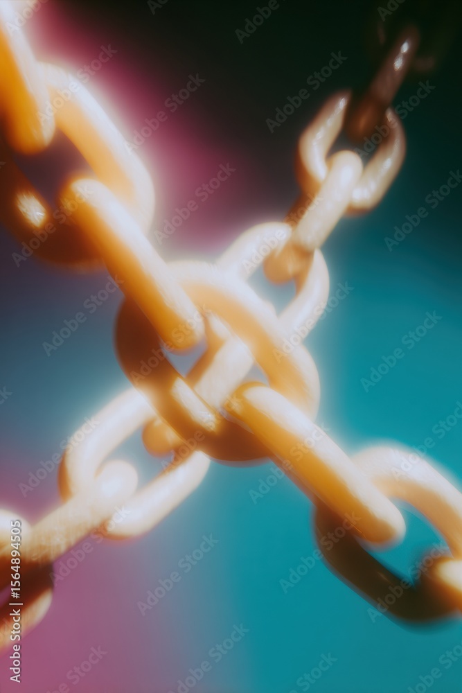 Poster Quantum Cloud Blockchain Chain Links Symbolizing Secure Distributed Ledger Networks and Transparent Digital Transaction Systems in Tech Finance