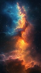 Stunning cosmic nebula showcasing vibrant colors and deep space beauty in a serene celestial environment