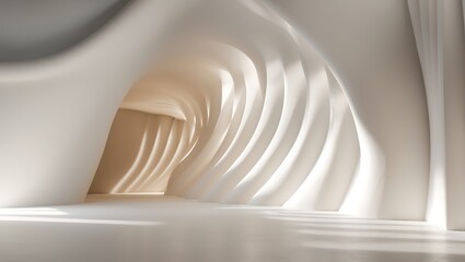 Obraz premium Abstract architectural interior with smooth flowing white walls and soft natural light