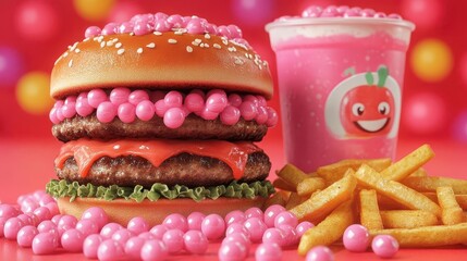 Pink Candy Burger Meal