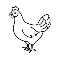 farm chicken line art vector illustration