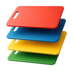 A color-coded set of cutting boards, each for different food types, to prevent cross-contamination in a home kitchen.