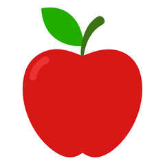 Simple red apple with green leaf and stem isolated on transparent background
