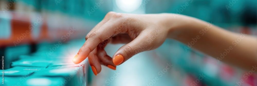 Aufkleber Real-time Hand Interaction with Digital Warehouse Inventory Management System Enhancing Automated Tracking Accuracy for E-commerce Fulfillment Efficiency