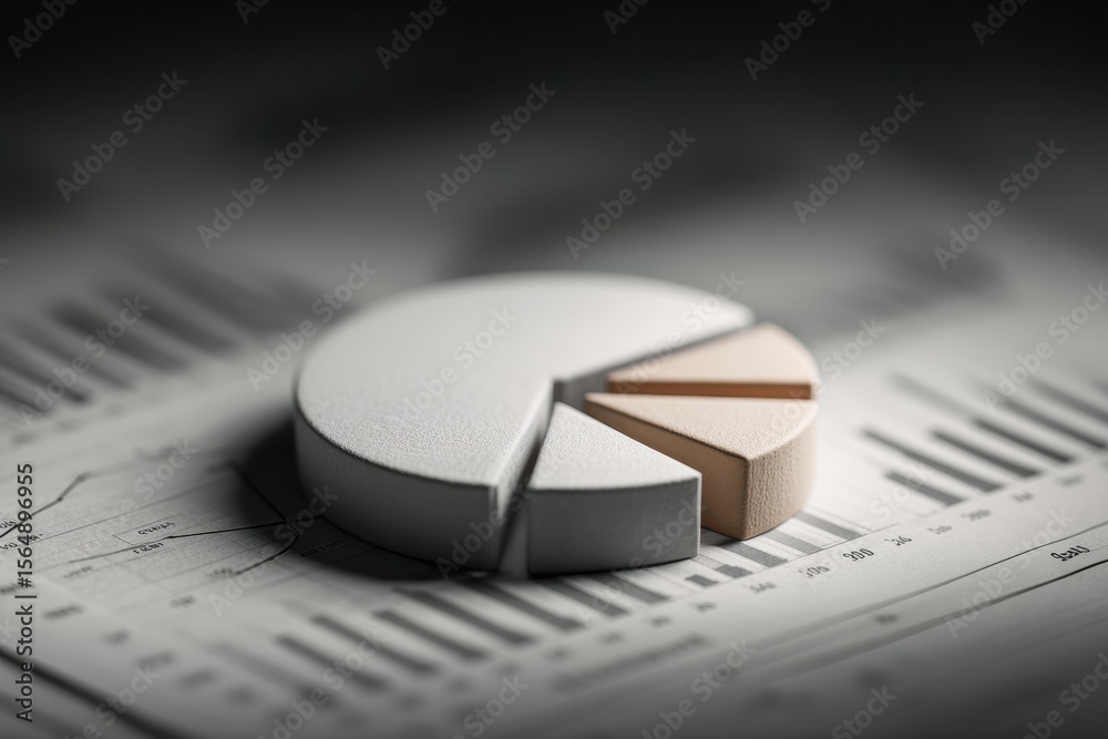 Poster Modern Diversification Pie Chart on Financial Reports with Stock and Candlestick Charts for Smart Investment Strategy and Risk Management