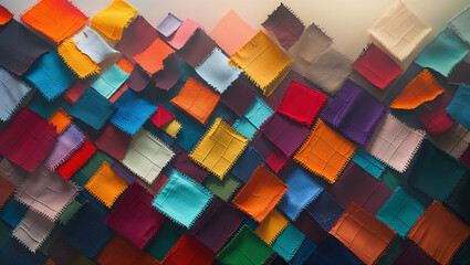 Fototapeta premium Vibrant patchwork of colorful fabric squares