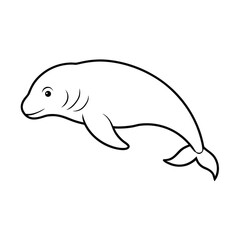 minimalist dugong line art vector drawing