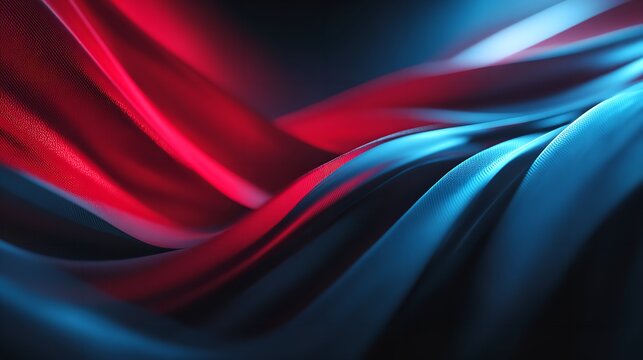 The alluring dance of modern art where red passion intertwines with cool blue tranquility in a fluid embrace and dark