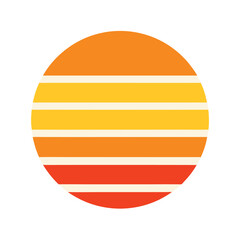 Circle Sun Icon with Classic Retro Stripes Vector