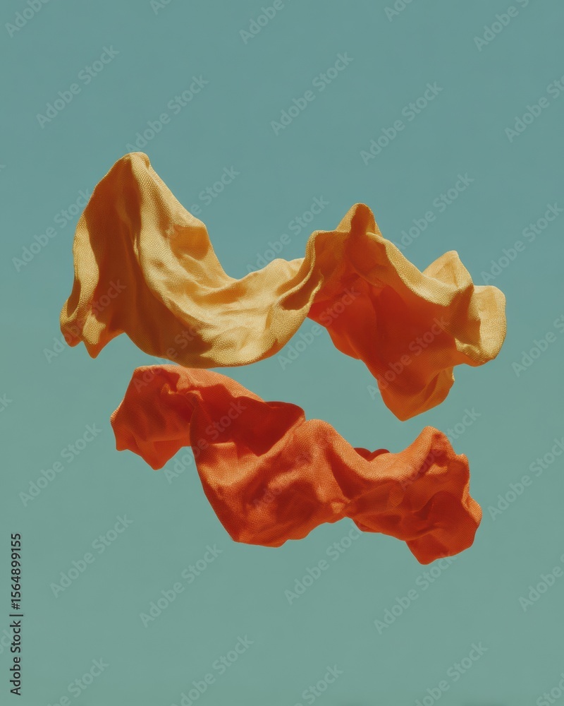 Poster Dynamic Three-Dimensional Flowing Sound Waves in Vibrant Orange and Yellow Abstract Forms Symbolizing Immersive Digital Technology and Innovation