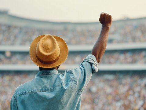 Authentic Indian Cricket Fan Celebrating Victory at Stadium Premium High-Quality Event Content for Social Media and Sports Marketing Campaigns