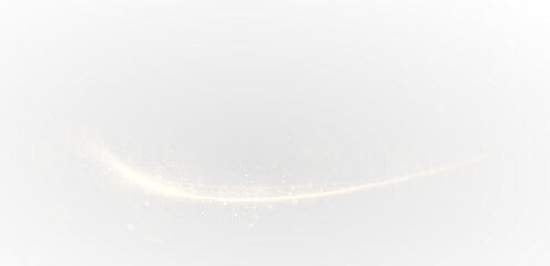 Golden Curved Light Ribbon PNG. Smooth Twisting Line with Glowing Shine and Elegant Sparkle Effect...
