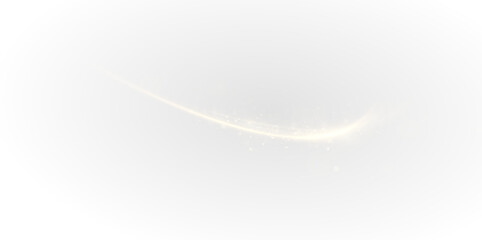 Golden Curved Light Ribbon PNG. Smooth Twisting Line with Glowing Shine and Elegant Sparkle Effect for Festive Decoration, Holiday Design, or Luxury Visual Elements on Transparent Background