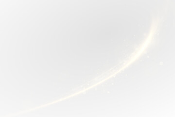 Golden Curved Light Ribbon PNG. Smooth Twisting Line with Glowing Shine and Elegant Sparkle Effect for Festive Decoration, Holiday Design, or Luxury Visual Elements on Transparent Background