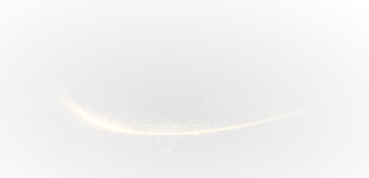 Golden Curved Light Ribbon PNG. Smooth Twisting Line with Glowing Shine and Elegant Sparkle Effect for Festive Decoration, Holiday Design, or Luxury Visual Elements on Transparent Background