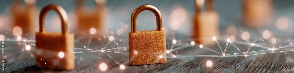 Aufkleber modern secure network with glowing padlocks premium cybersecurity technology for confident digital p