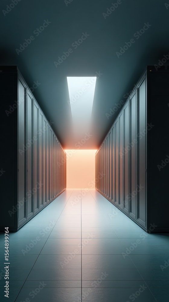 Aufkleber Modern high-quality data center server racks with illuminated panels for reliable uptime and secure network performance in professional tech marketing content