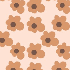 Retro Brown Flower Seamless Pattern