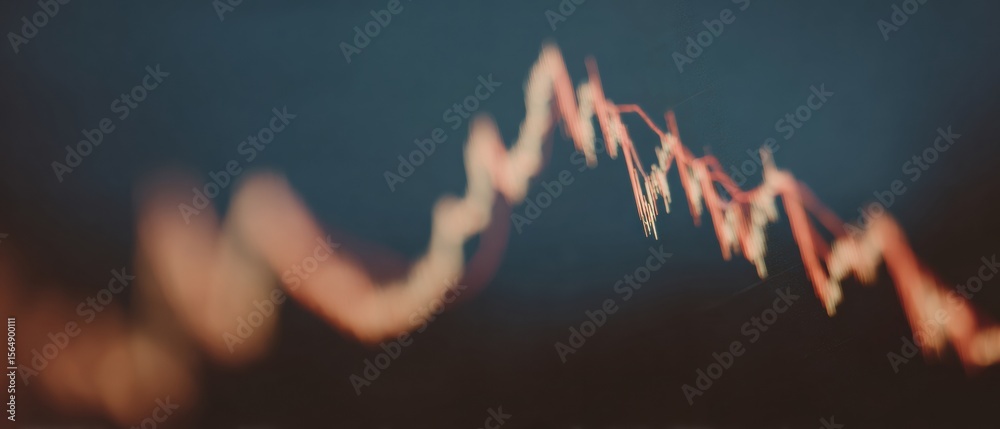 Poster sharp downturn stock chart extreme close-up with dark background highlighting financial instability 