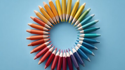 Multiple pencils arranged in a circular pattern around an empty center, suggesting creative focus and space for your message