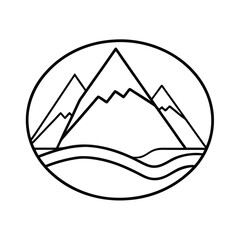 mountain landscape outline in minimal line art