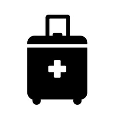 Obraz premium Suitcase with bandage symbol silhouette, travel health safety insurance