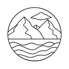 mountain landscape outline in minimal line art