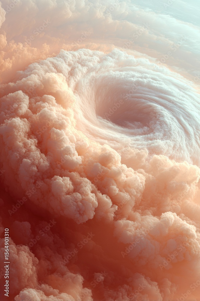 Poster satellite view of atlantic hurricane evolution with swirling clouds in atmospheric data for climate 