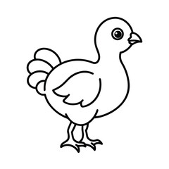 outlined baby turkey chick line art vector sketch