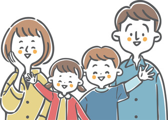 若い家族のイラスト素材　上半身　ベクター
