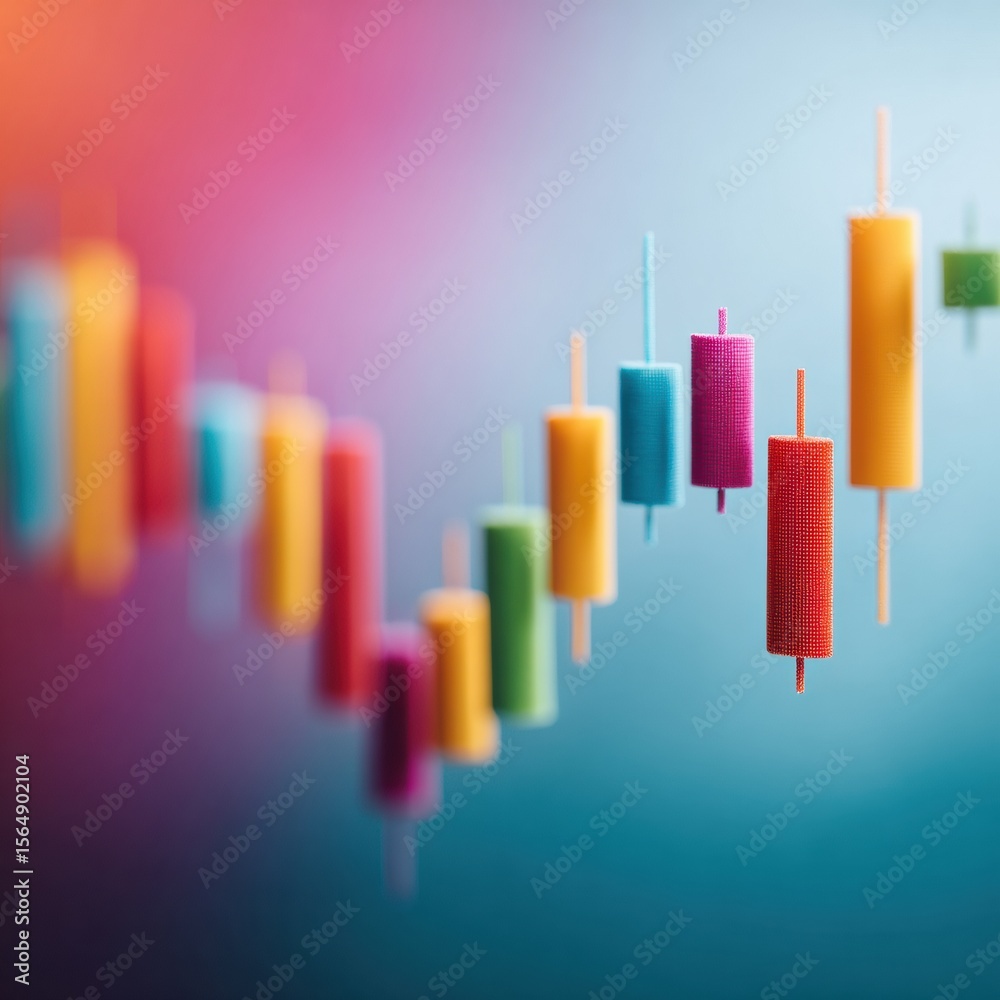 Poster professional colorful bond yields candlestick chart patterns showing market fluctuations for modern 
