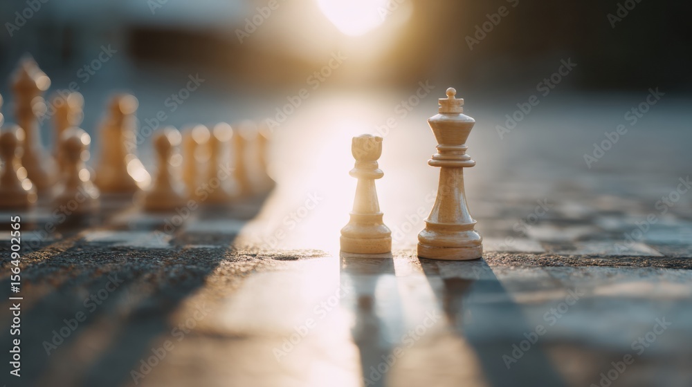 Aufkleber quantum optimization chess strategy with king piece centered on board, symbolizing innovative growth