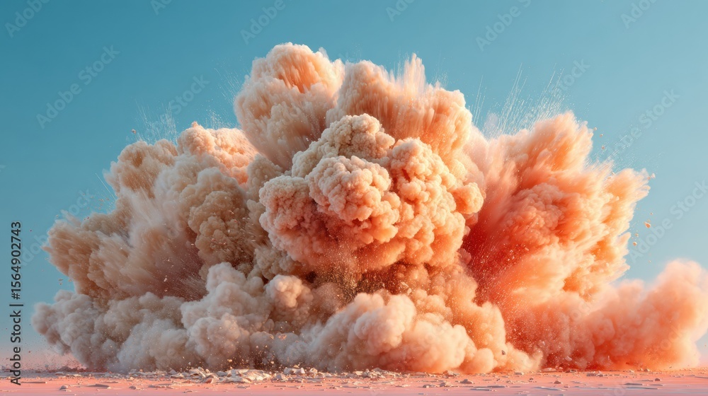 Poster Professional High-Quality Disaster Simulation Explosion with Massive Dust Cloud for Emergency Preparedness and Impact Assessment Marketing Content