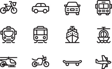 Public Transport and Vehicle Icons

