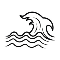 Naklejka premium sea wave retro style in minimal line art