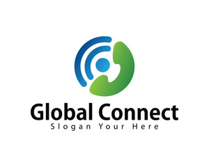 global connect logo creative call design concept network