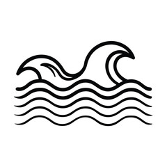 sea wave retro style in minimal line art